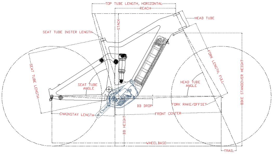 Geometría del cuadro de bicicleta eléctrica y tabla de tallas
